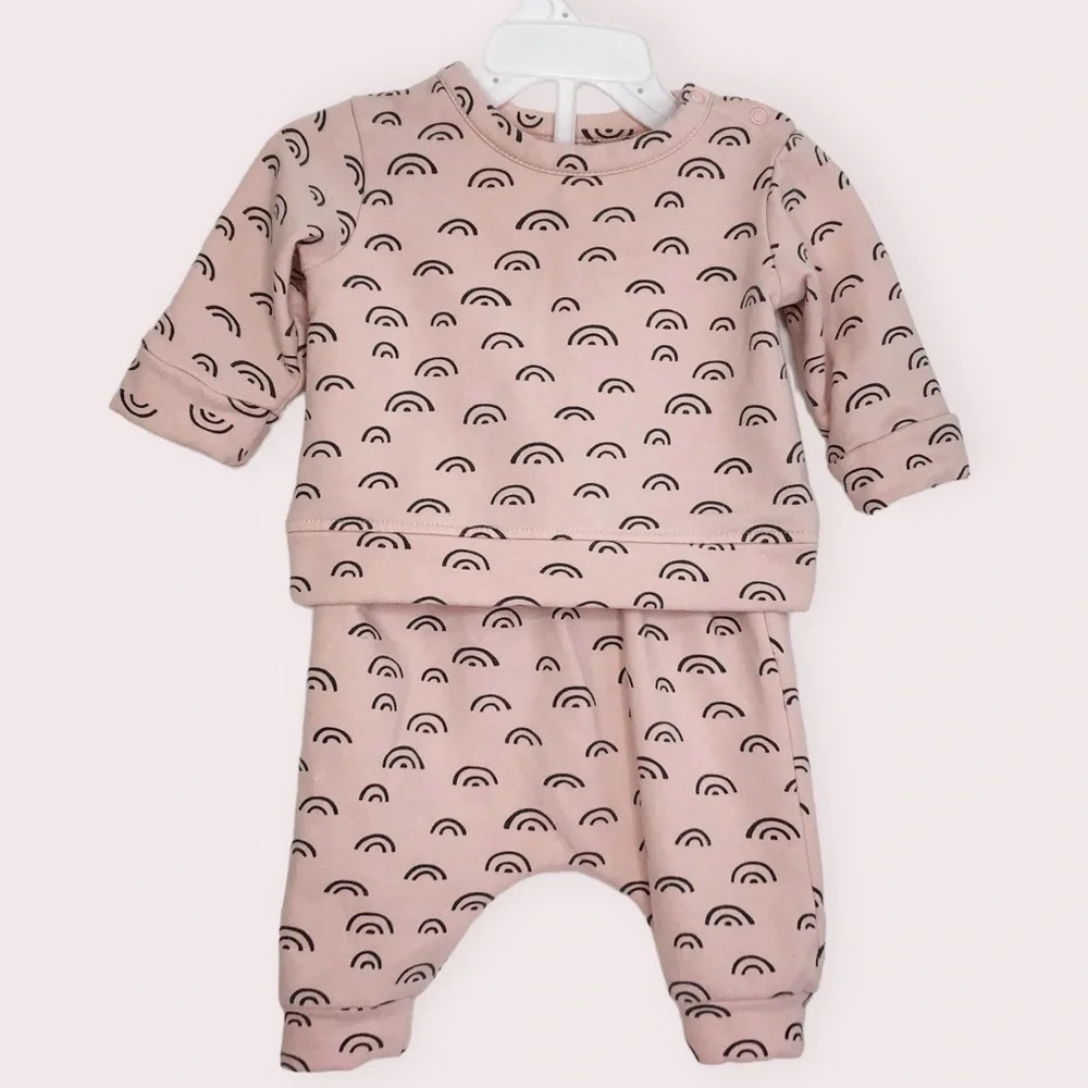 Nordstrom Baby matching set sweatshirt and sweatpants pink rainbow size 3 months